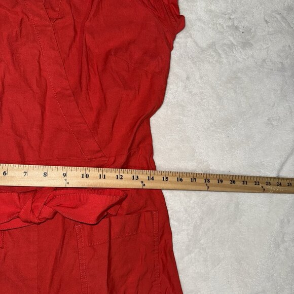 Maeve By Anthropologie Red Short-Sleeve Wrapped-Culotte Wide Leg Jumpsuit Sz 10 - Picture 5 of 9